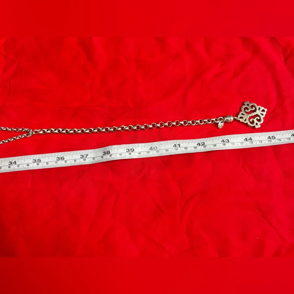 Vintage silver tone filigree metal chain statement belt